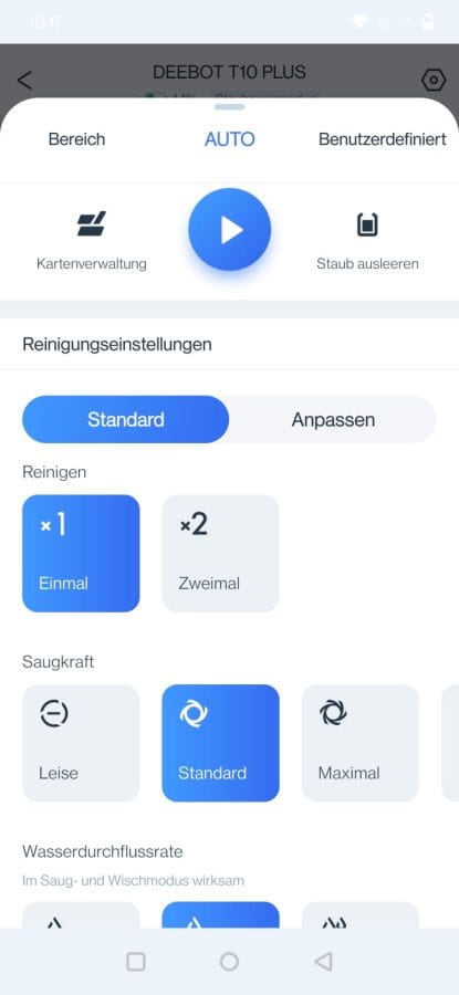 ECOVACS HOME App Reinigungseinstellungen (1)