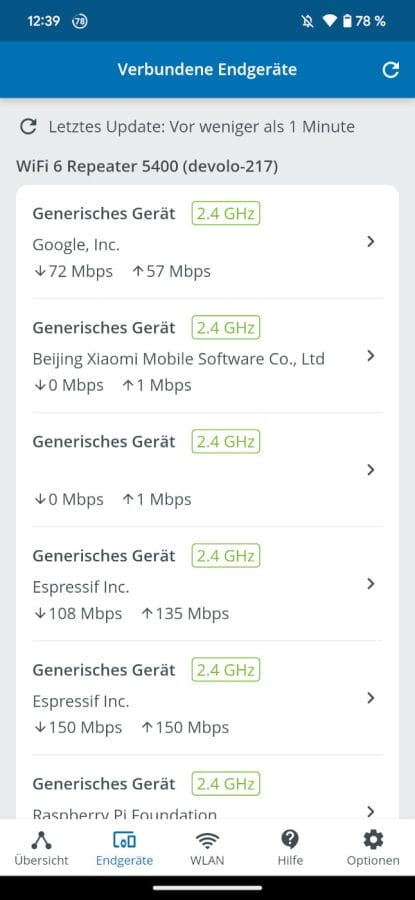 devolo Home Network App Endgeräte