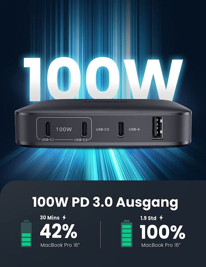 UGREEN USB C Ladegerät 100W 4-Port PD 3.0 Ausgang