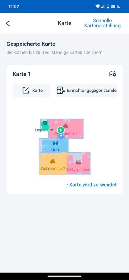 ECOVACS DEEBOT T20 OMNI App Karteneinstellungen
