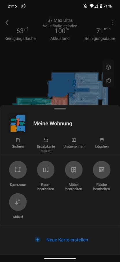 Roborock App Kartenverwaltung