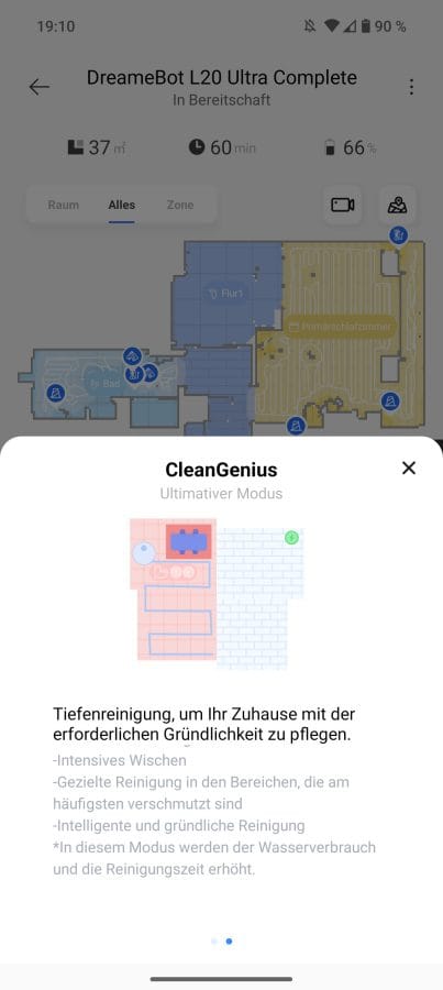 Dreamehome App CleanGenius Beschreibung ultimativer Modus