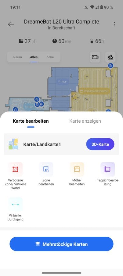 Dreamehome App Kartenbearbeitung