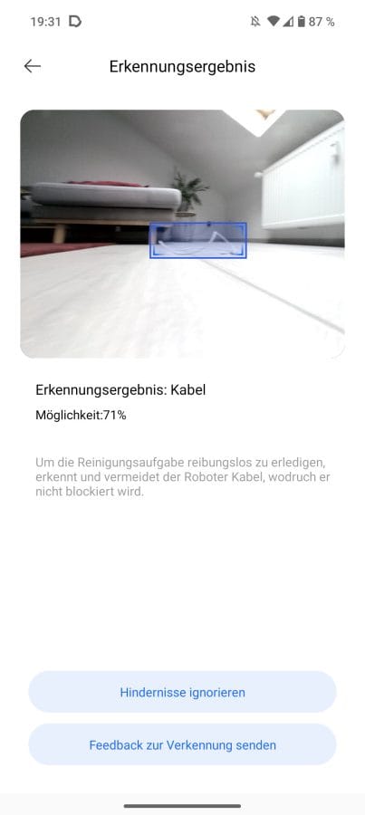 Erkannte Kabel in der Dreamehome App