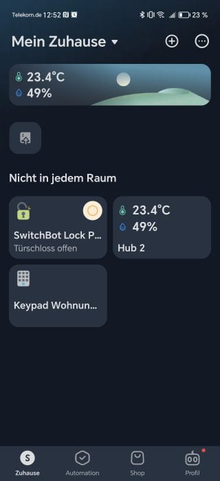 SwitchBot App Homescreen