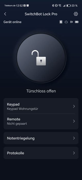 SwitchBot App Lock Homescreen