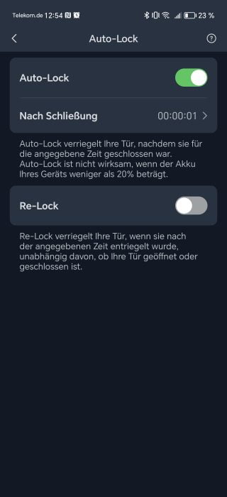 SwitchBot App Lock Einstellungen zu Auto-Lock