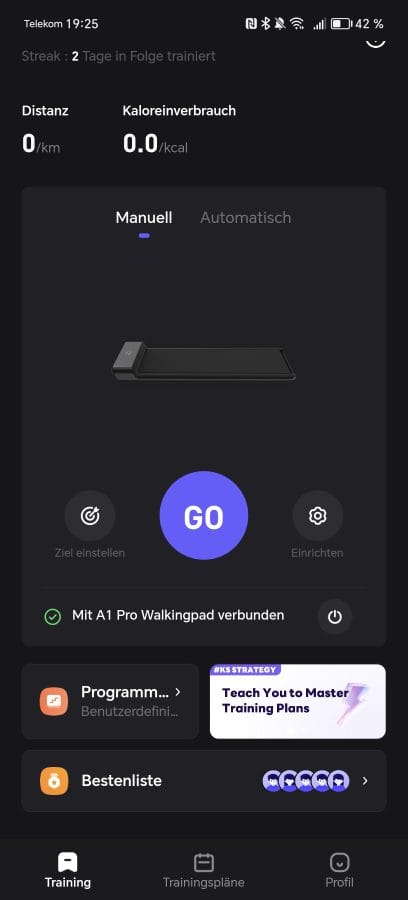 KS Fit App Homescreen