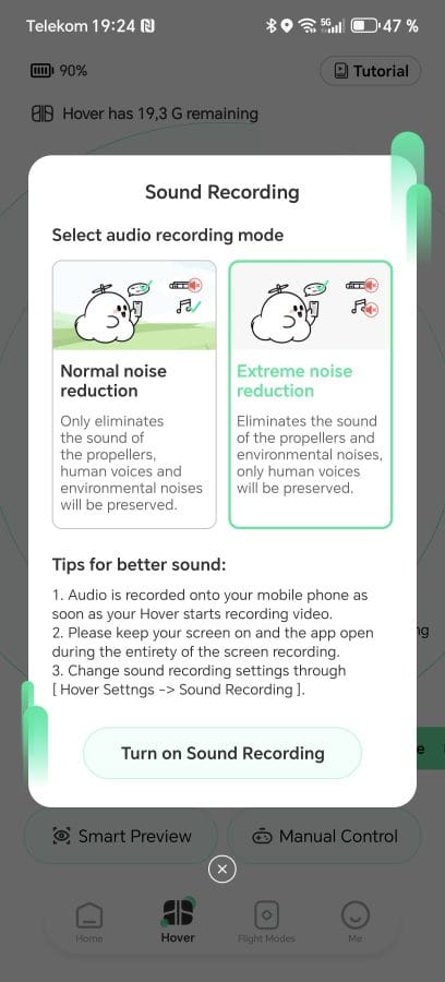 HOVERAir App Sound Record